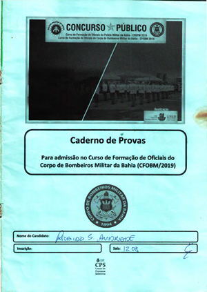 #1.612 – Vários Autores – Caderno de Provas para Admissão no Curso de Formação de Oficiais do Corpo de Bombeiros Militar da Bahia (CFPBM/2019) (2019).